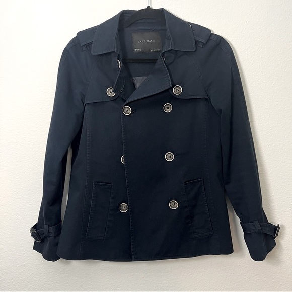 Zara Jackets & Blazers - ZARA Basic Navy Blue Cotton Military Style